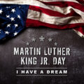 Happy,Martin,Luther,King,Day,Concept.,American,Flag,Againt,Dark
